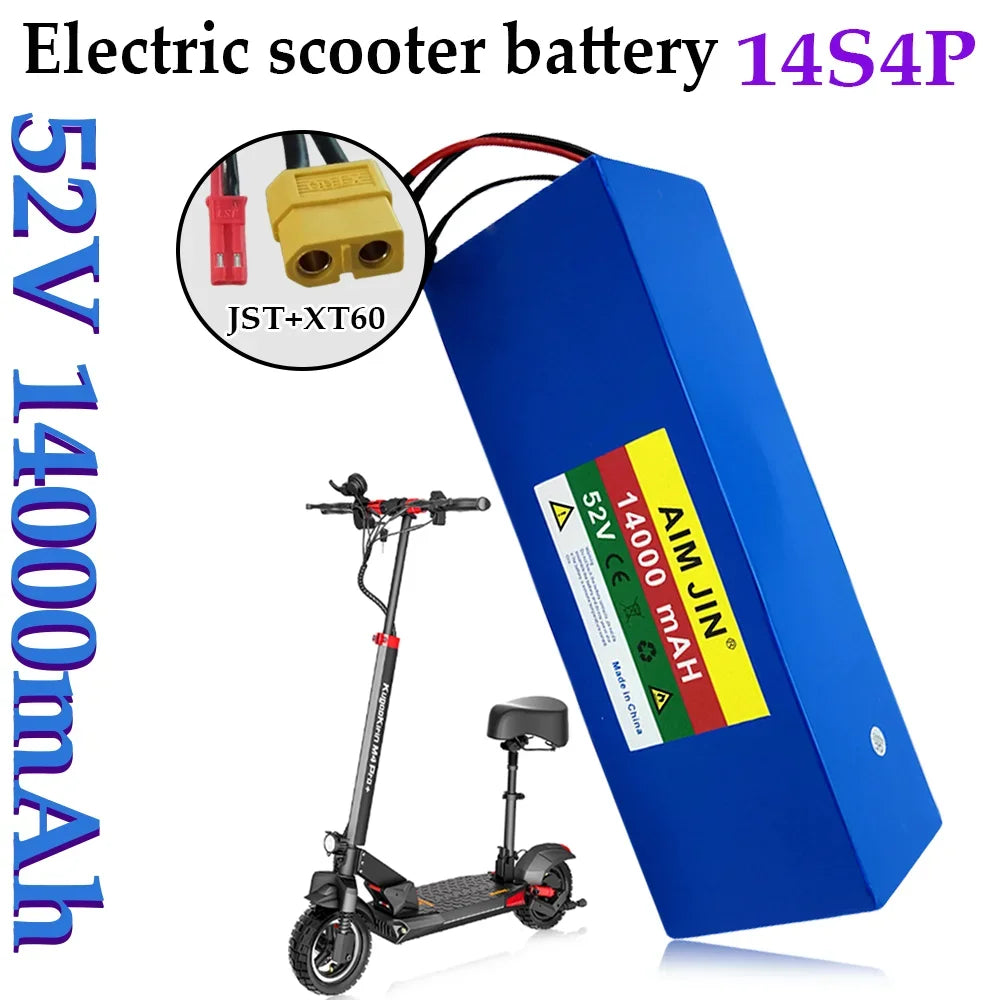 52V 18650 Lithium Battery 14S4P 14Ah with BMS