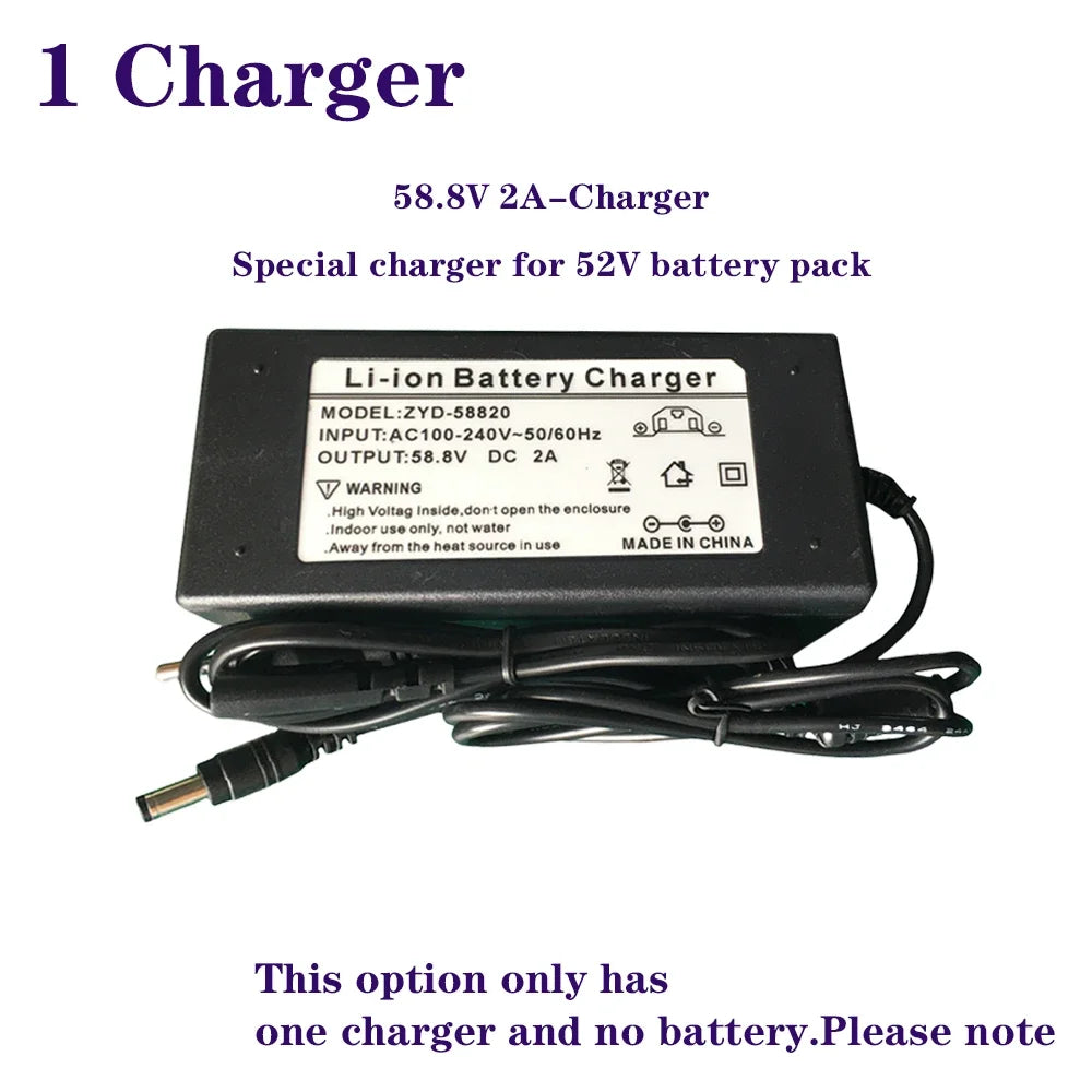 52V 17.5Ah (17,500mAh) 14S5P Lithium-Ion Battery Pack