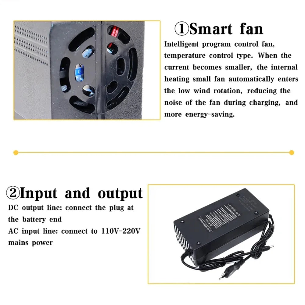 Universal E-Bike Battery Charger 36V–72V