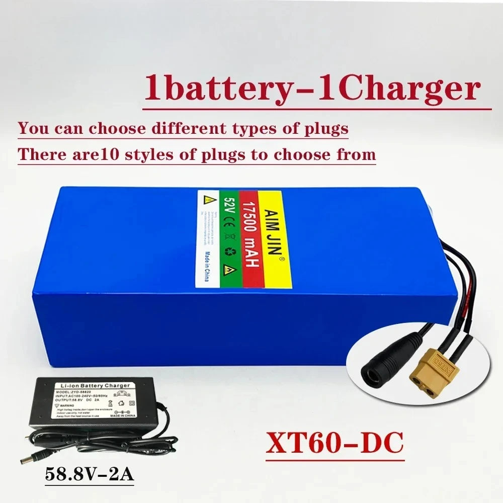 52V 17.5Ah (17,500mAh) 14S5P Lithium-Ion Battery Pack