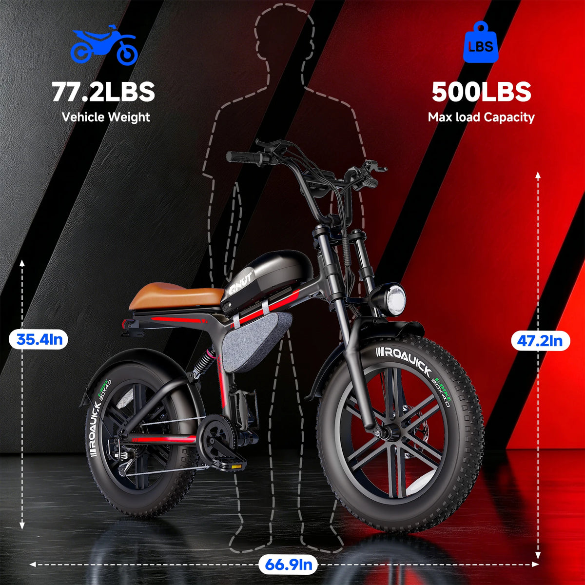 QNUT BK20 Electric Fat Tire Bike – 48V 18Ah Battery