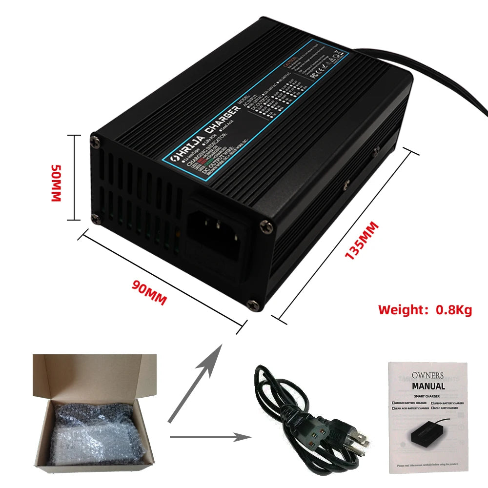 54.6V Smart Fast Lithium-Ion Battery Charger (2A / 3A / 4A / 5A)