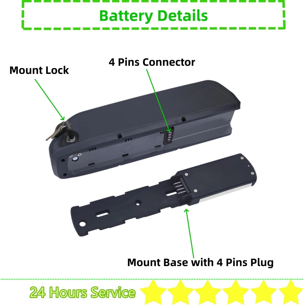 Battery details with labeled parts on a white background