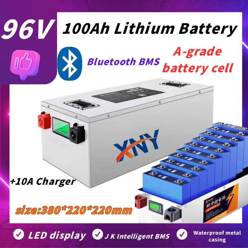 DIXSG 96V 100Ah Lithium Battery with BMS & Charger