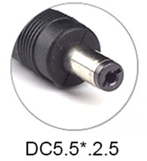 DC power connector with specifications DC5.5*2.5 on a white background