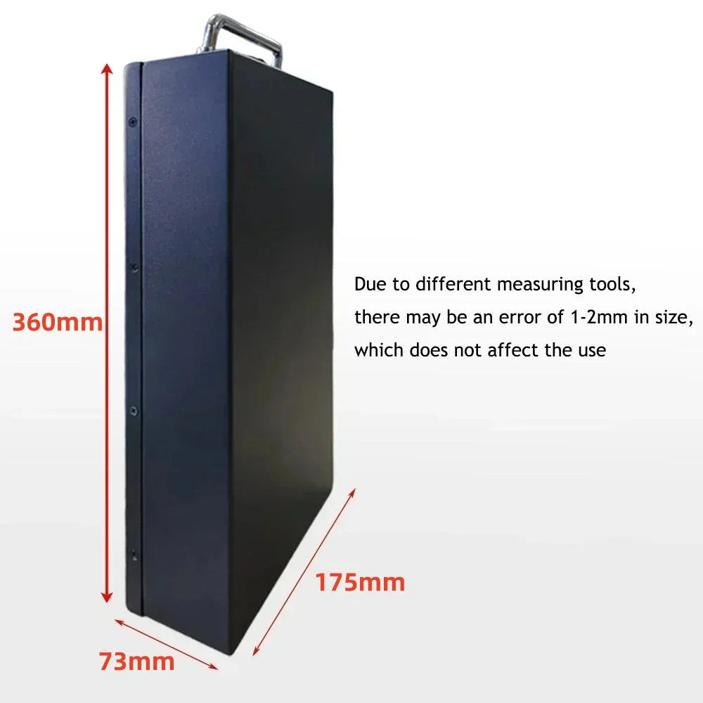 Blue rectangular box with dimensions labeled on a white background