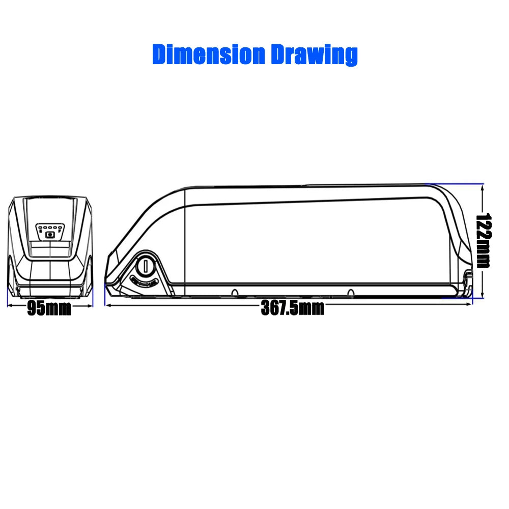 Technical drawing of a product with dimensions labeled
