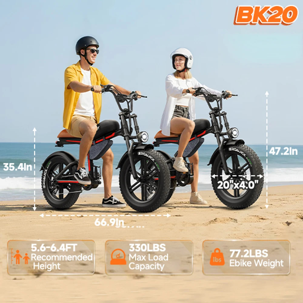 QNUT BK20 Electric Fat Tire Bike – 48V 18Ah Battery