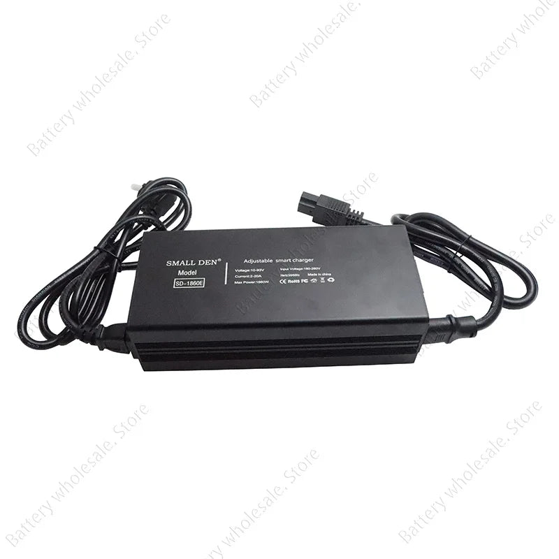 A black SMALLEST brand portable smart charger adapter with two black cables, shown on a white background with diagonal watermarks.