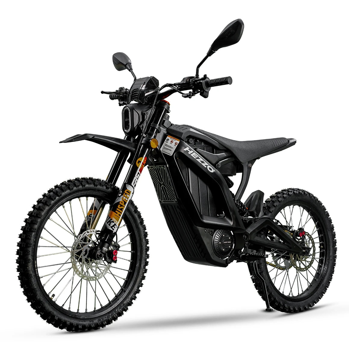 Black electric bike with visible branding on a white background