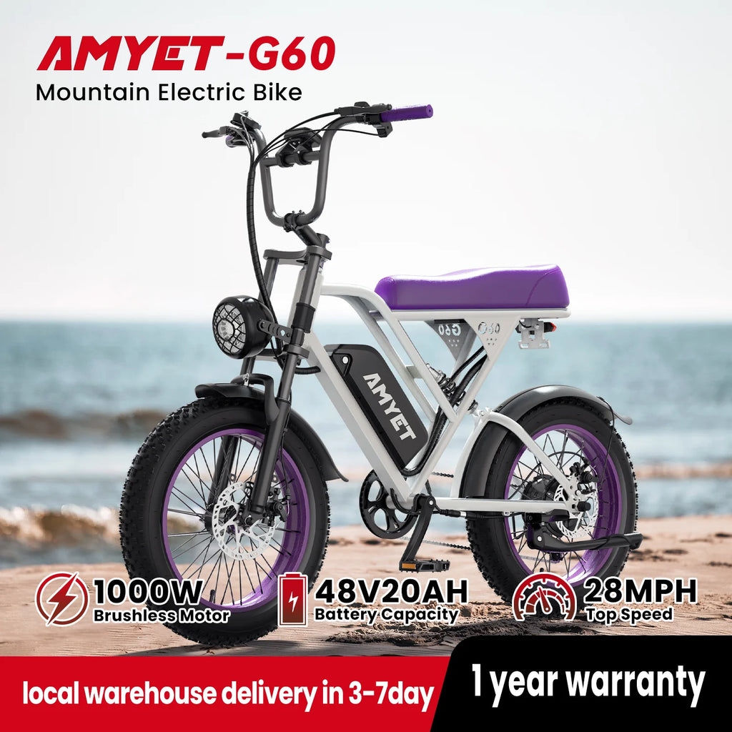 AMYET V9-G60 Electric Bike | 1000W 48V 20AH 20" Fat Tire