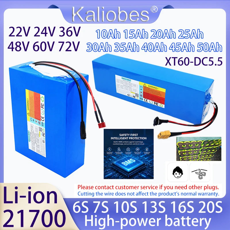 21700 Li-ion Battery 21V 24V 36V 48V 60V 72V battery 10Ah 15Ah 20Ah 25Ah 30Ah 35Ah 40Ah 45Ah 50Ah 6S 7S 10S 13S 16S 20S battery
