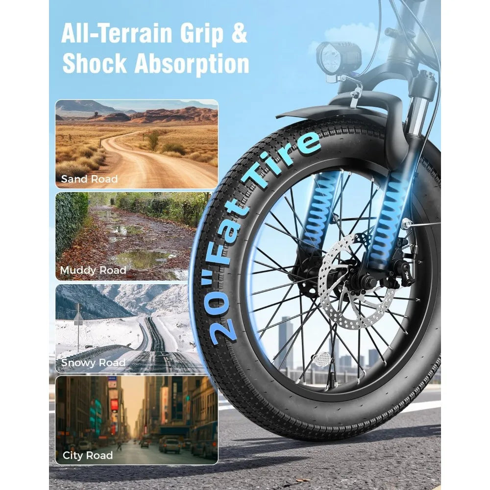 EBS Folding Electric Bike 1200W Peak | 48V Fat Tire eBike