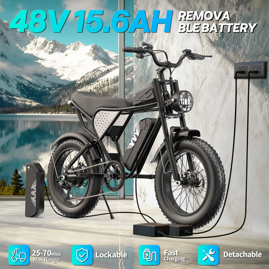 YVY K20 Lite 48V electric fat tire bike with 20-inch wheels and 7-speed gearing