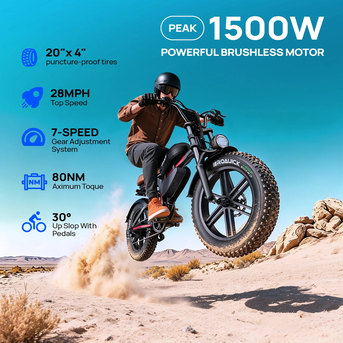 QNUT BK20 retro electric fat tire bike with 48V 18Ah removable battery and 20x4-inch tires