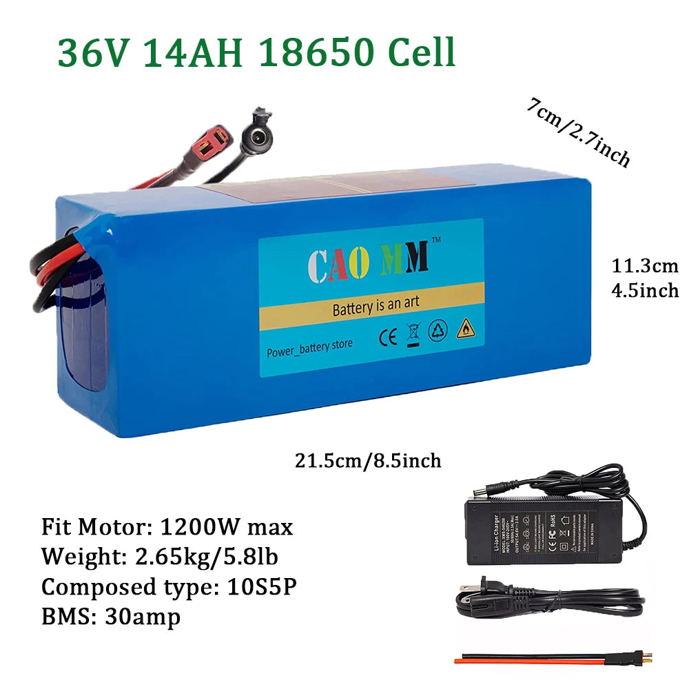 CAO MM 36V 48V 52V Waterproof E-Bike Battery | 200W-2000W Motor