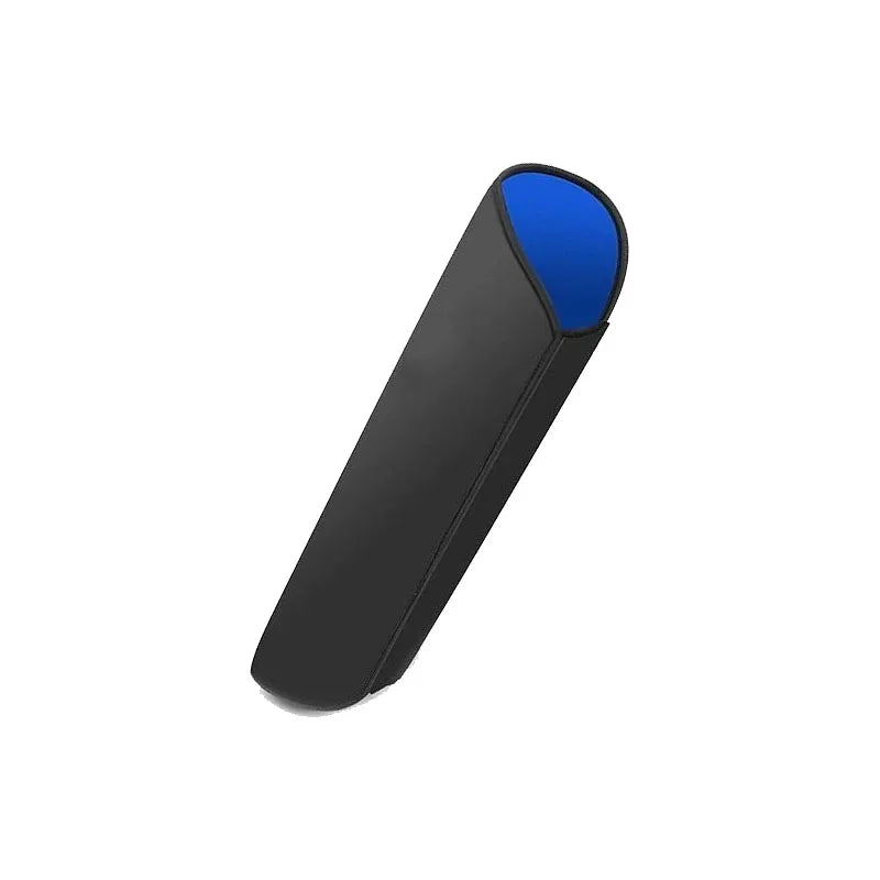 Black and blue object on a white background