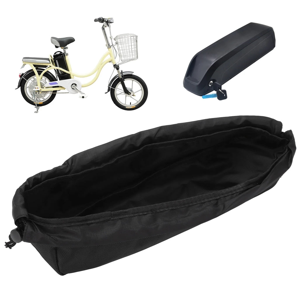 Black bike trailer with a bicycle and bike seat on a white background