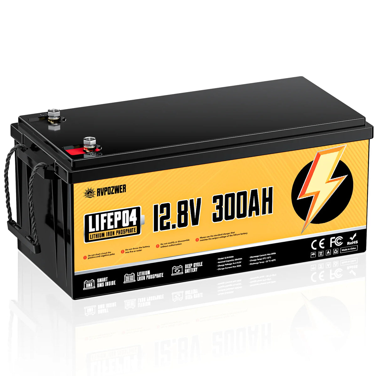 RVPOZWER 12V 300Ah LiFePO4 Battery | 3840Wh