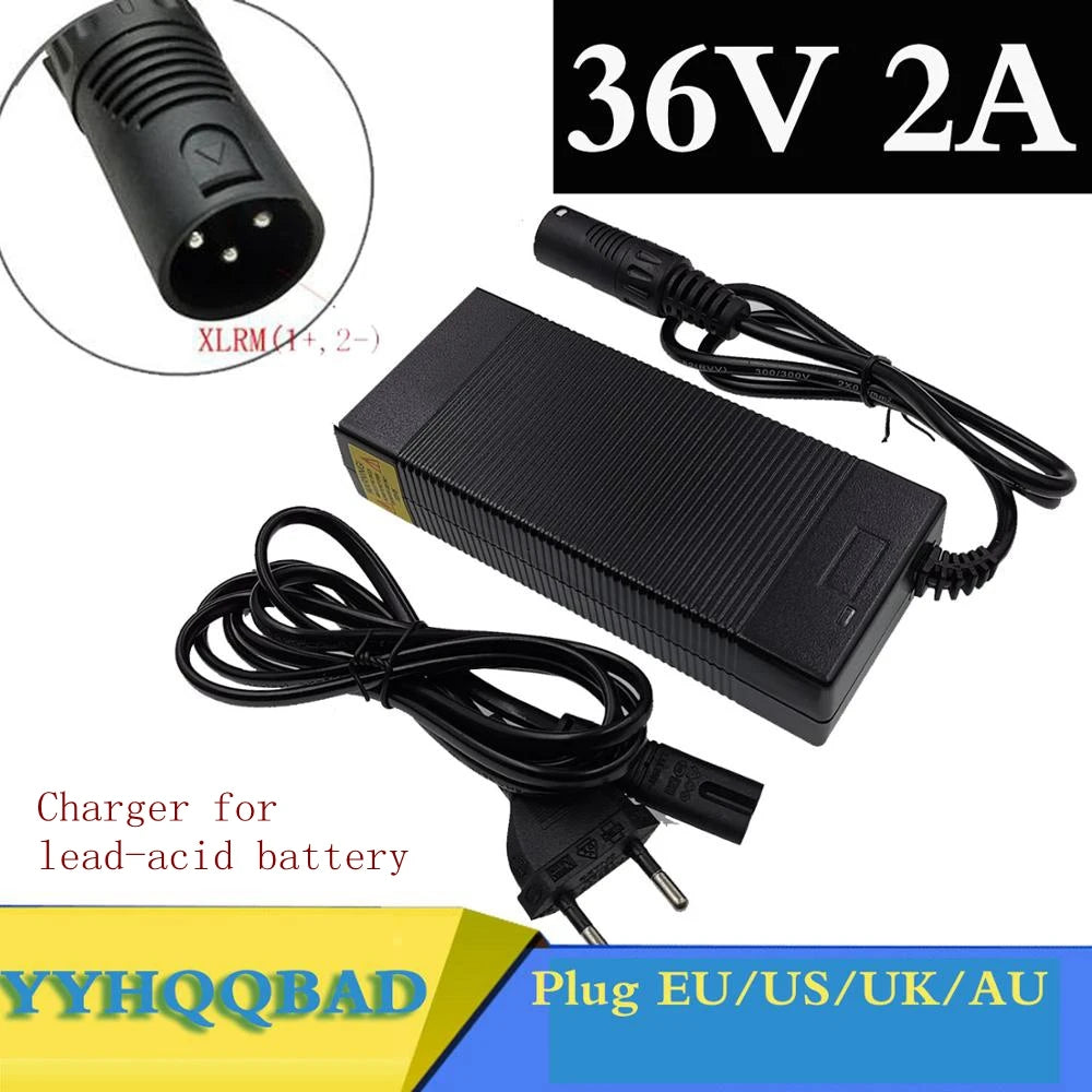 36V 2A Lead-Acid Battery Charger with 3-Pin XLR