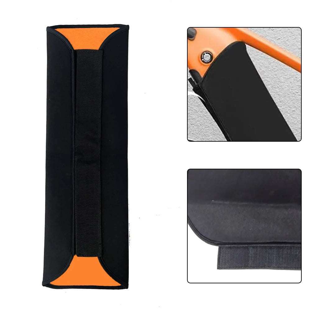 Black and orange tool with close-up details on a white background