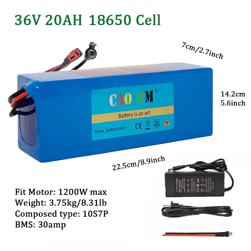 CAO MM 36V 48V 52V Waterproof E-Bike Battery | 200W-2000W Motor