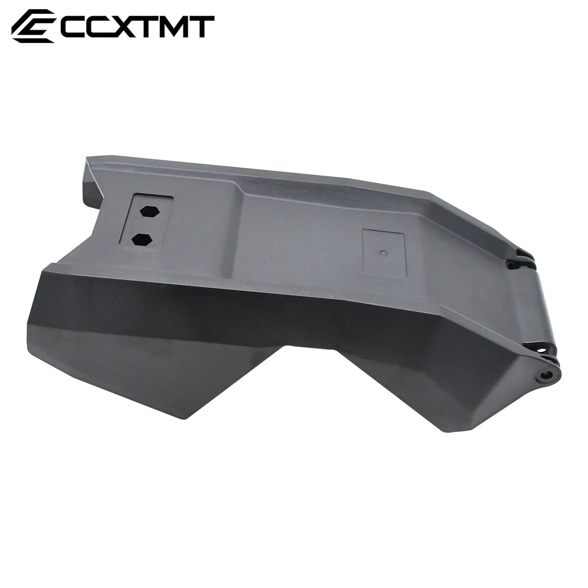 A dark gray molded plastic protective cover or guard, likely for a motorcycle or utility vehicle, shown on a plain white background with a brand logo 'CCXTMT' in the top-left corner.