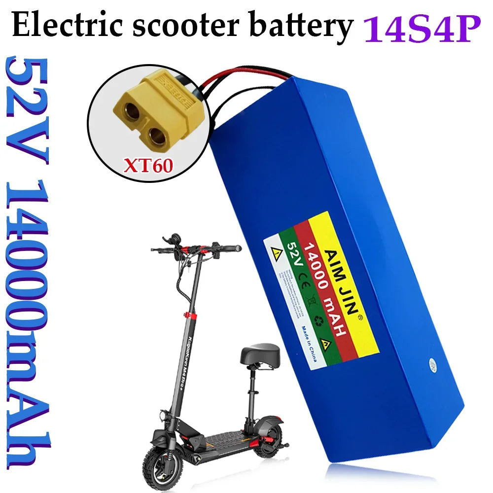 52V 18650 Lithium Battery 14S4P 14Ah with BMS
