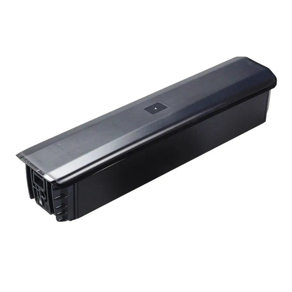 A long, rectangular black plastic component with a small square button or sensor on top, photographed on a plain white background.