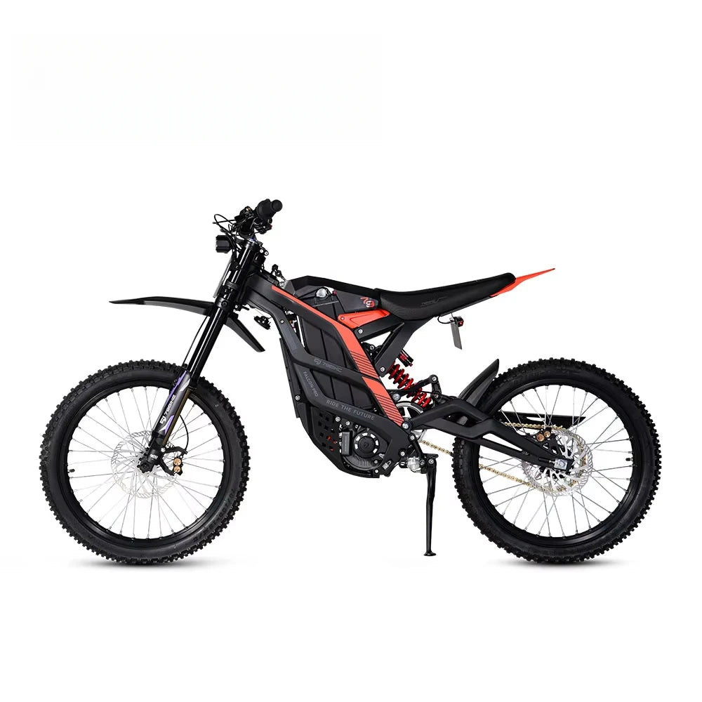Black and orange electric bike on a white background