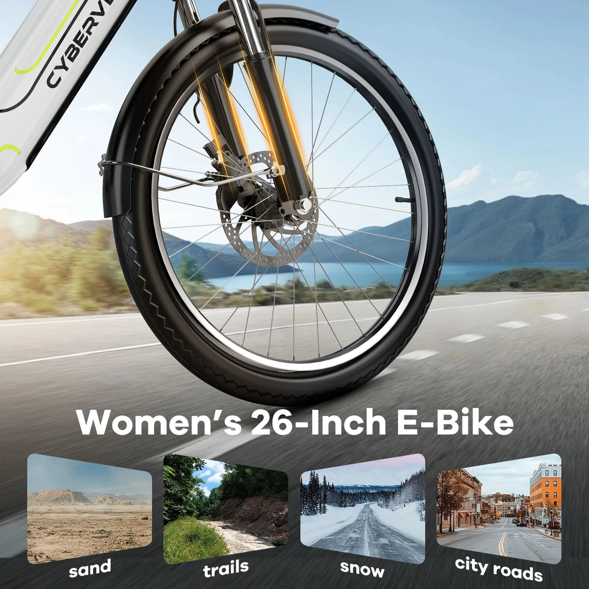 Cybervelo 26" Step-Thru Commuter, 1000W Peak 48V
