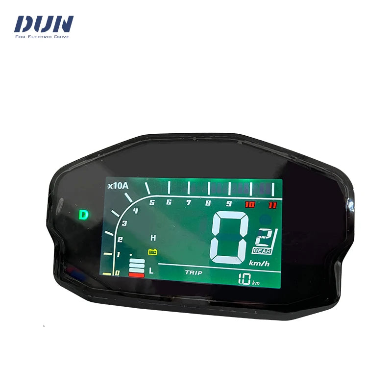 Digital dashboard with green display on a white background