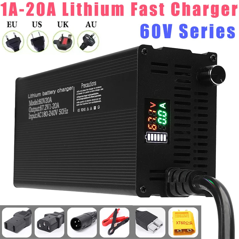 60V Adjustable Fast Charger 1A–20A
