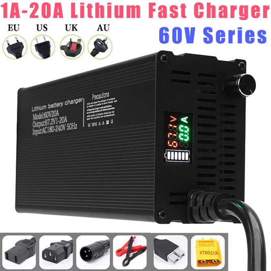 60V Adjustable Fast Charger 1A–20A