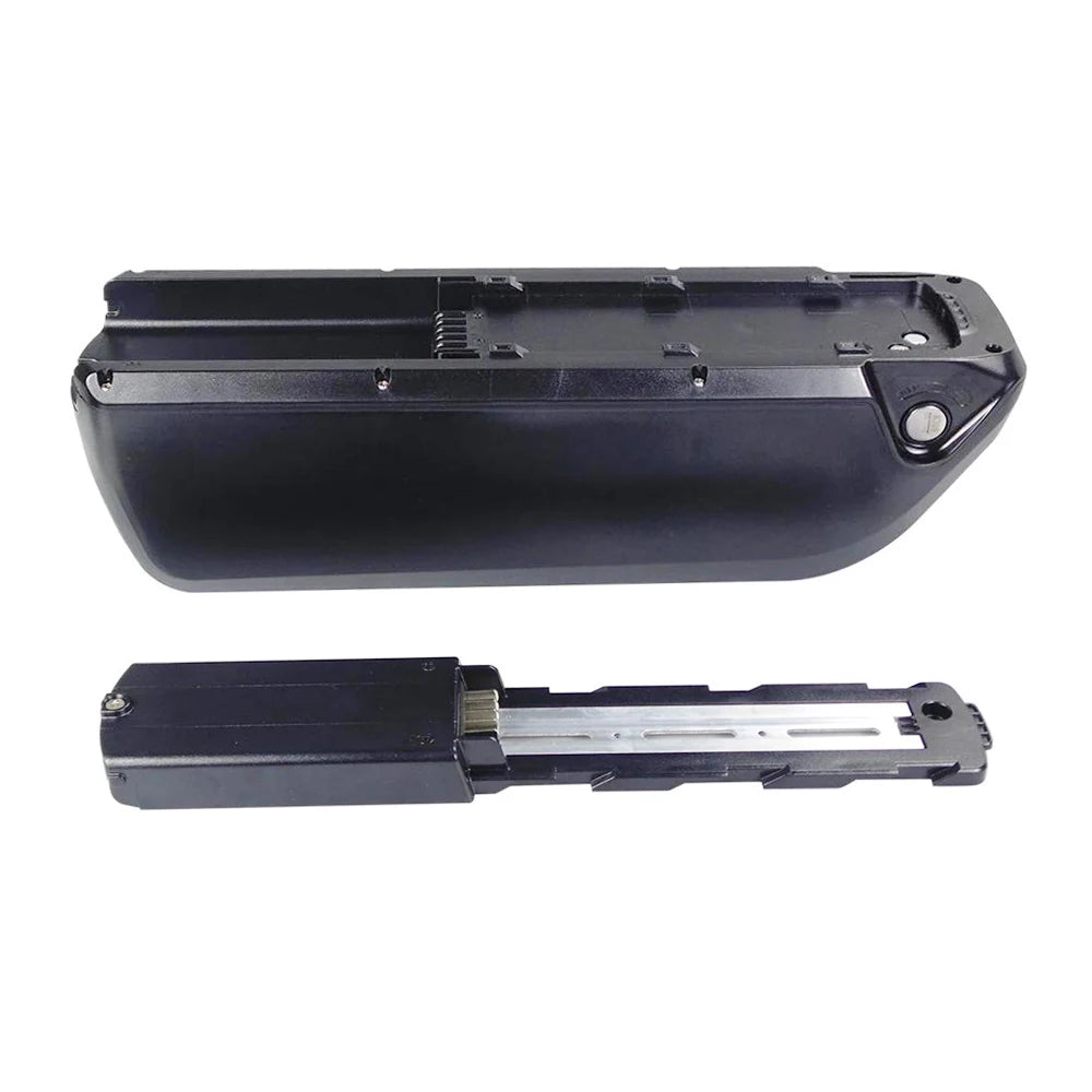 Two black plastic components on a white background