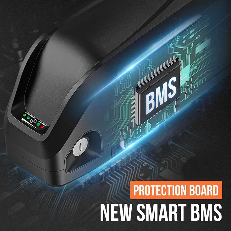 Smart BMS protection board with circuitry design on a dark background
