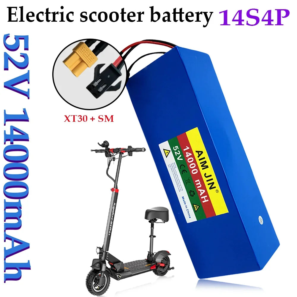52V 18650 Lithium Battery 14S4P 14Ah with BMS