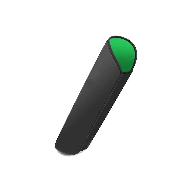 Black and green object on a white background