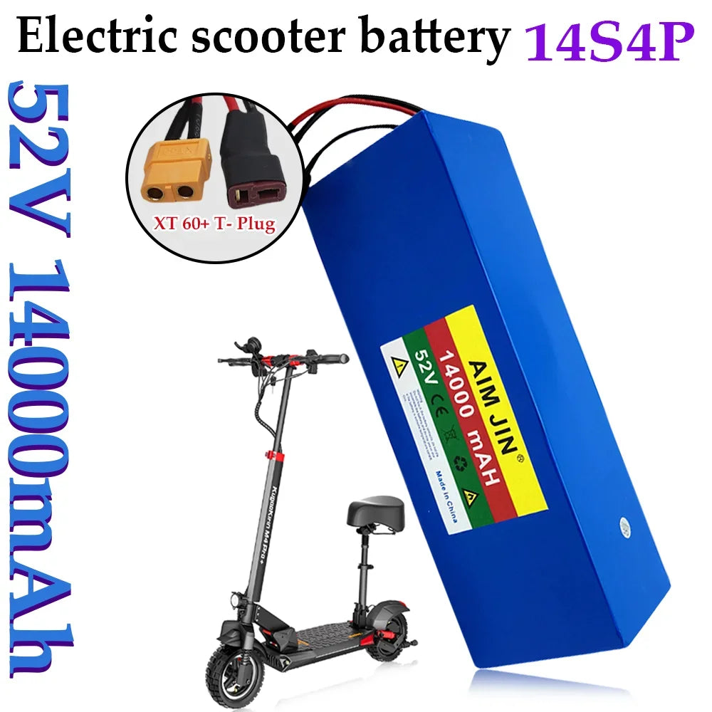 52V 18650 Lithium Battery 14S4P 14Ah with BMS