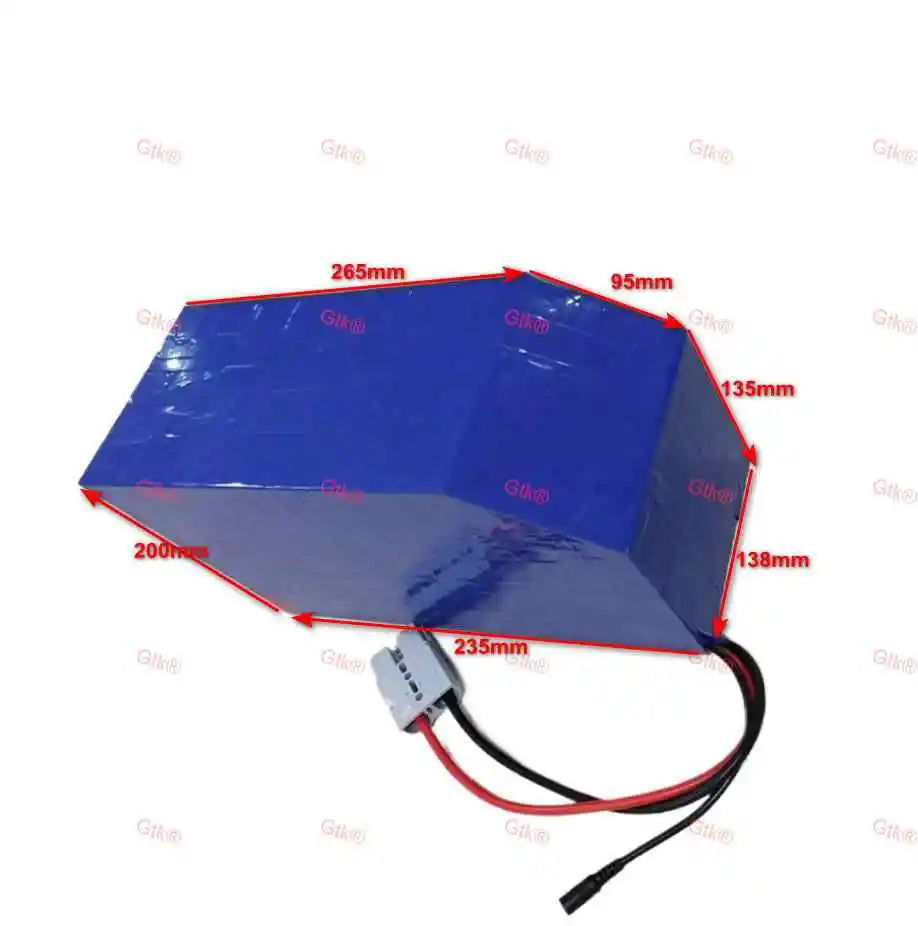 Blue rectangular adhesive pad with red measurement arrows and labels showing dimensions, plus attached black and red wires, on a white background with faint repeated watermark text.