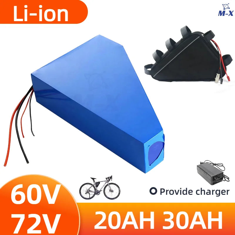 DIXSG 60V 72V Triangle E-Bike Battery 20Ah 30Ah | 500W–3000W