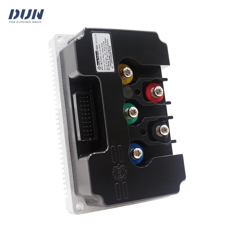 Electronic module with connectors on a white background, featuring the brand 'DUJN'.