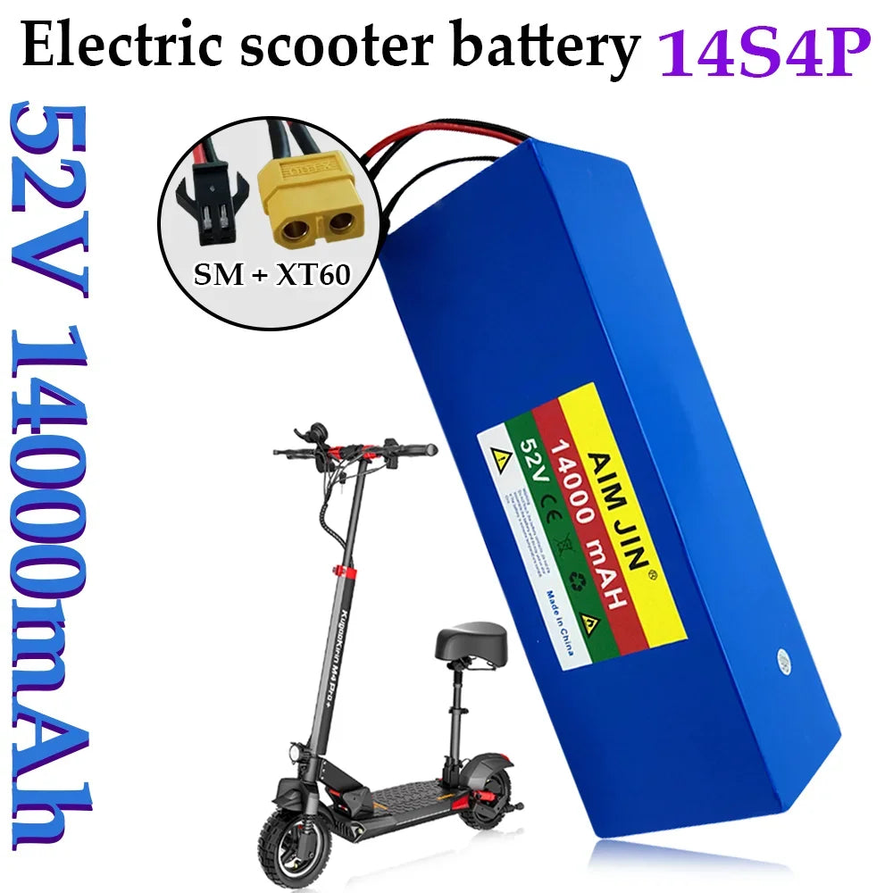 52V 18650 Lithium Battery 14S4P 14Ah with BMS