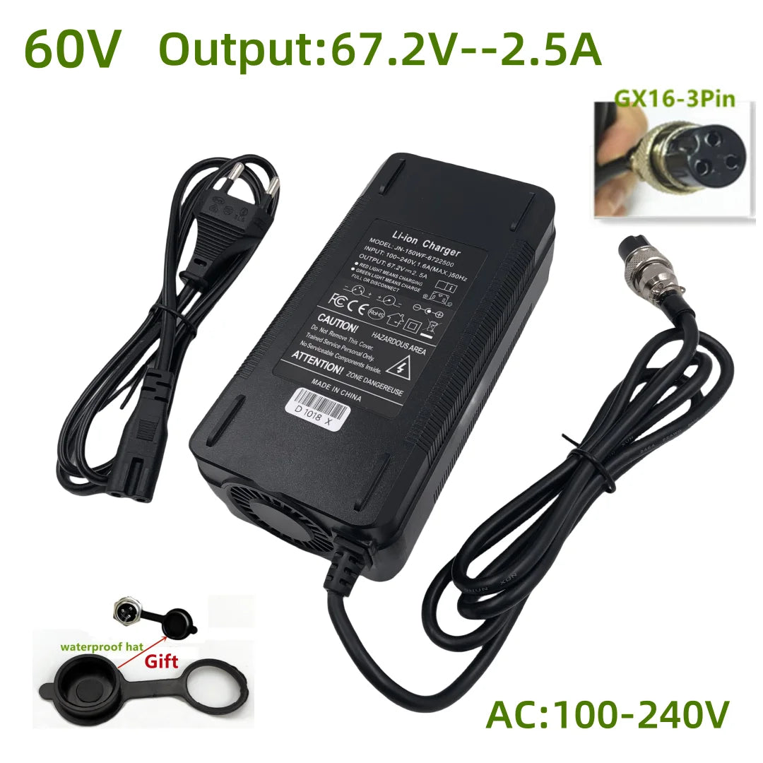 67.2V 2.5A Charger for 60V Lithium Battery
