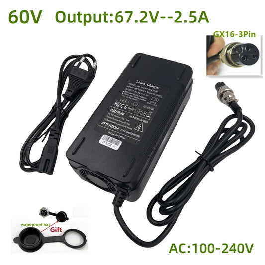 67.2V 2.5A Charger for 60V Lithium Battery