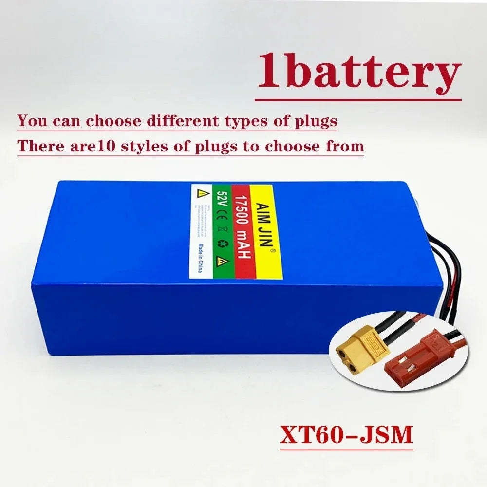 A blue rectangular lithium-ion battery pack with a label reading 'AM LIN 7500 MAH' and '30V', shown on a white background with red text overlays and a circular inset showing plug options.