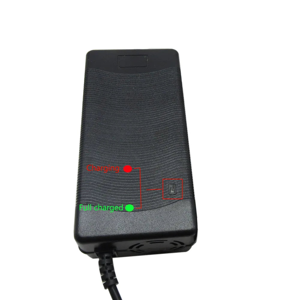 Black electronic device with charging indicators on a white background