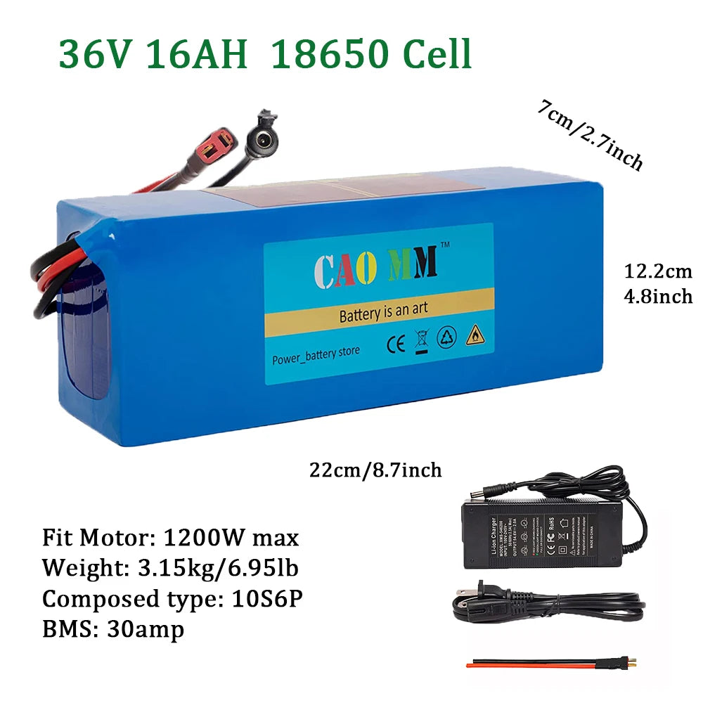 CAO MM 36V 48V 52V Waterproof E-Bike Battery | 200W-2000W Motor