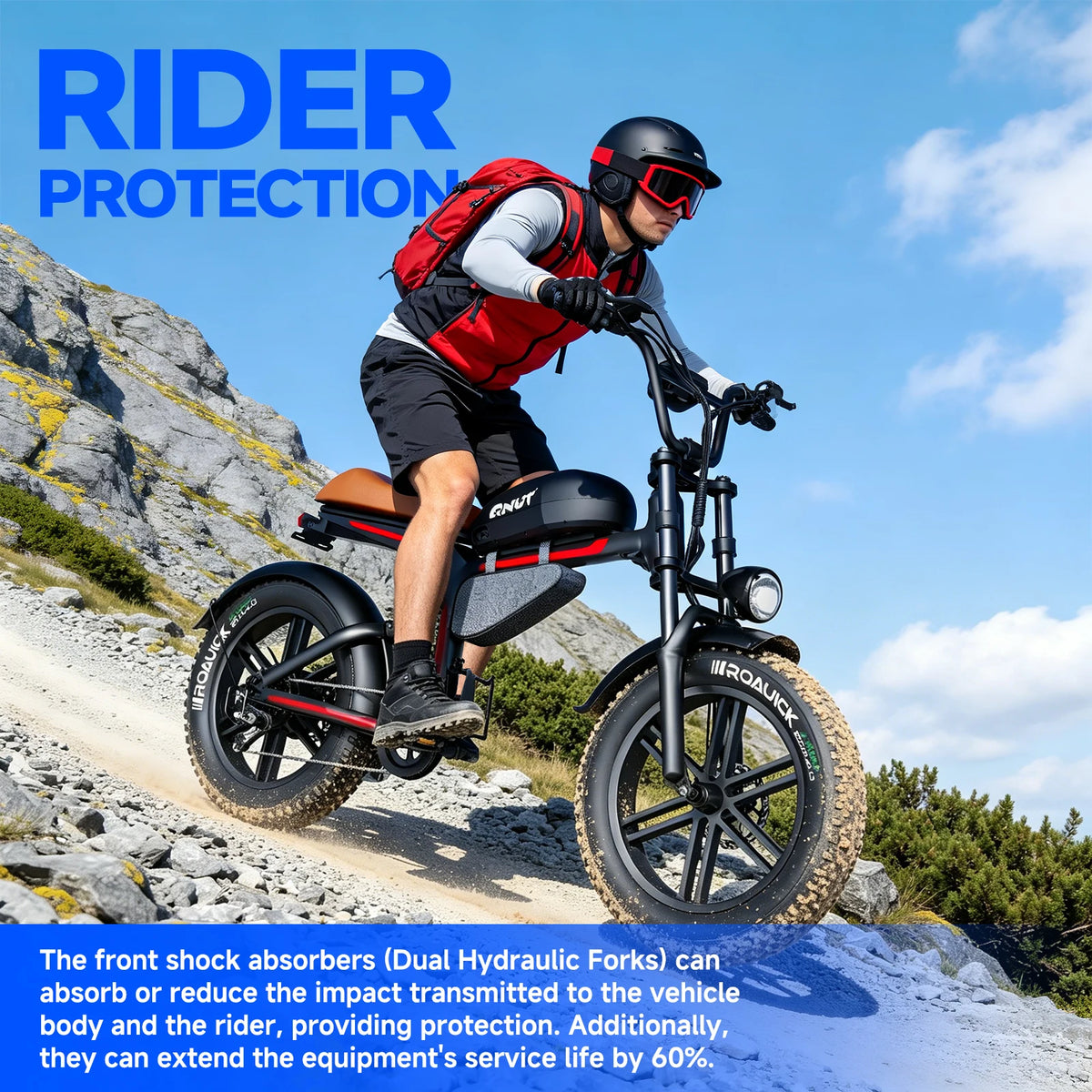 QNUT BK20 retro electric fat tire bike with 48V 18Ah removable battery and 20x4-inch tires