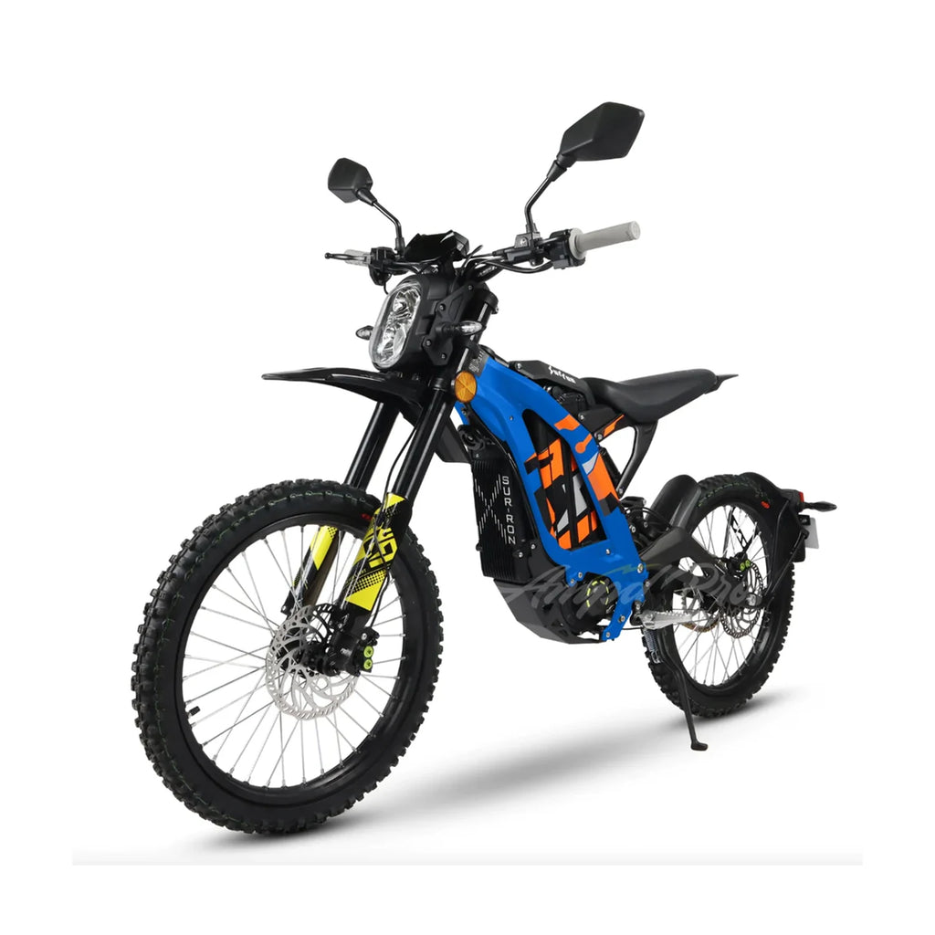 Blue and black electric bike on a white background
